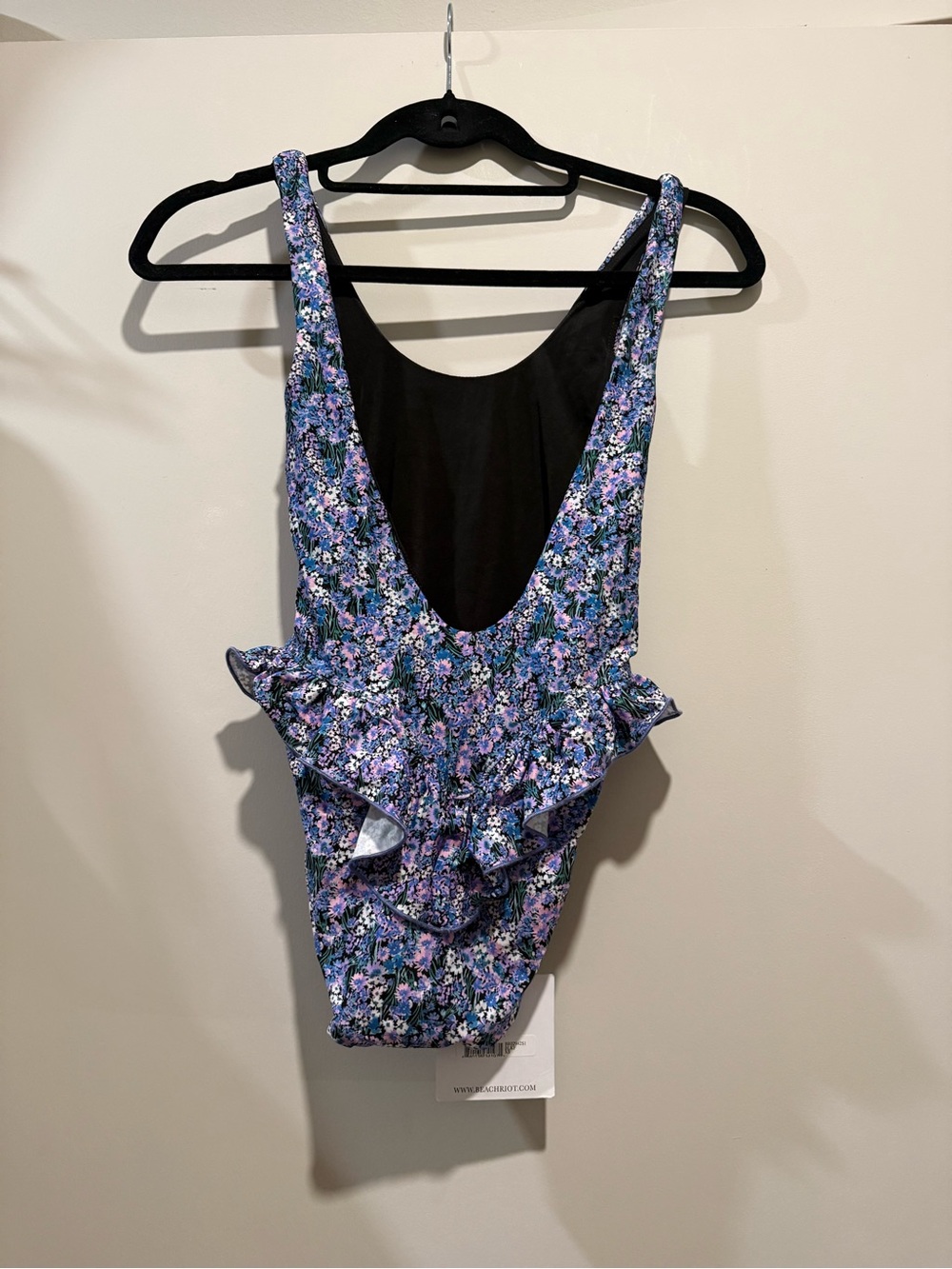 Beach Riot Purple Floral Ruffle Bodysuit NWT